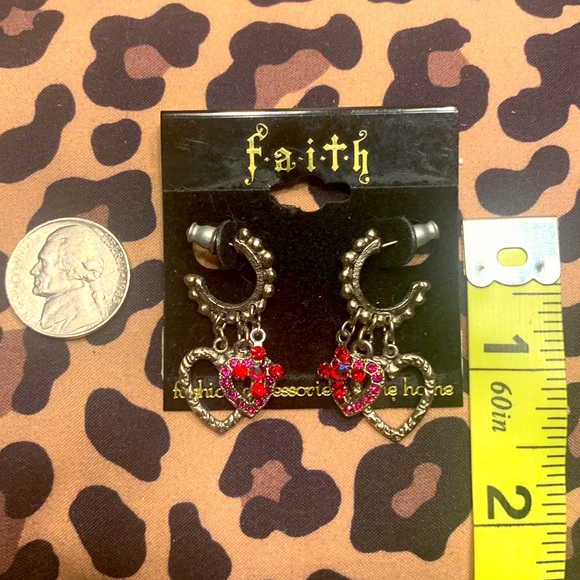 NWT⭐️F.A.I.T.H. Company “Guardian Angel” Hearts & Cross Charms EARRINGS GG-E141A - Picture 5 of 5
